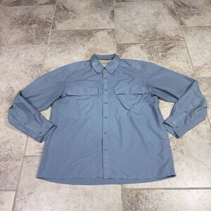 Simms Shirt Mens XL Blue Vented Fishing Outdoor Stretch Long Sleeve Pockets